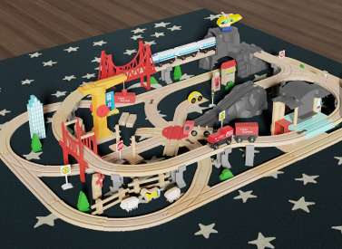 Wooden Train Track Set