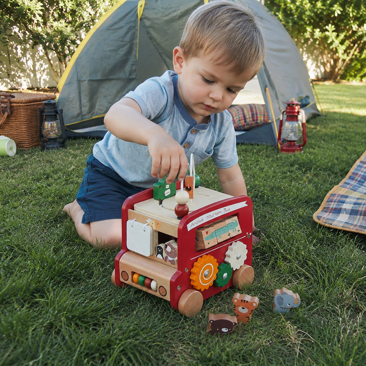 Hicooo® | 8-in-1 Wooden Animal Bus