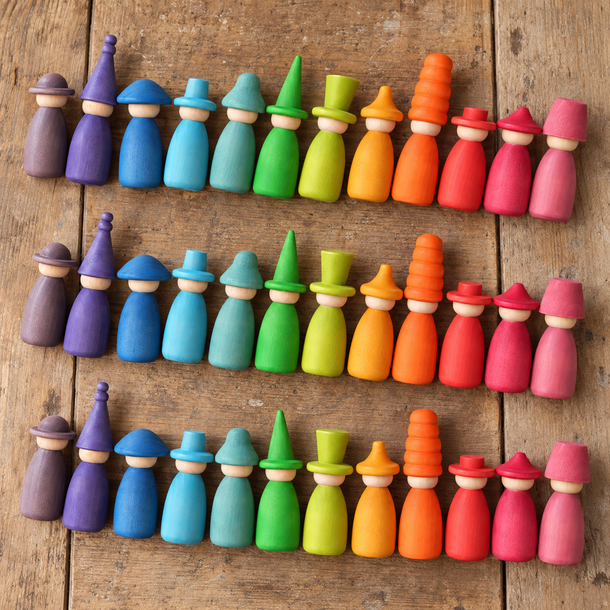 Wooden Peg Dolls Color Matching Set
