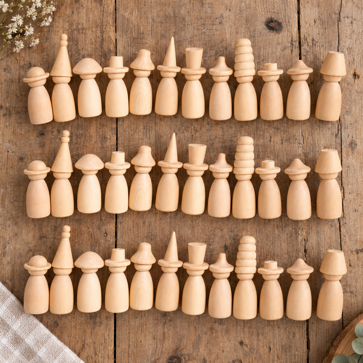 Wooden Peg Dolls Color Matching Set