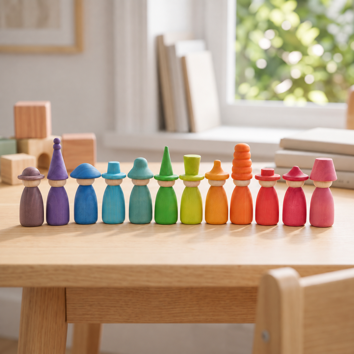 Wooden Peg Dolls Color Matching Set