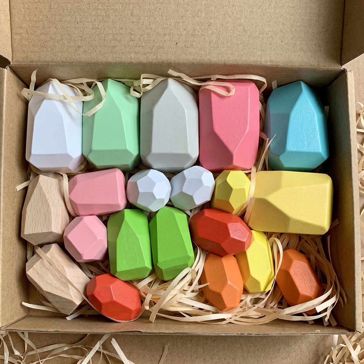 20 PCS Wooden Stone Stacking Blocks