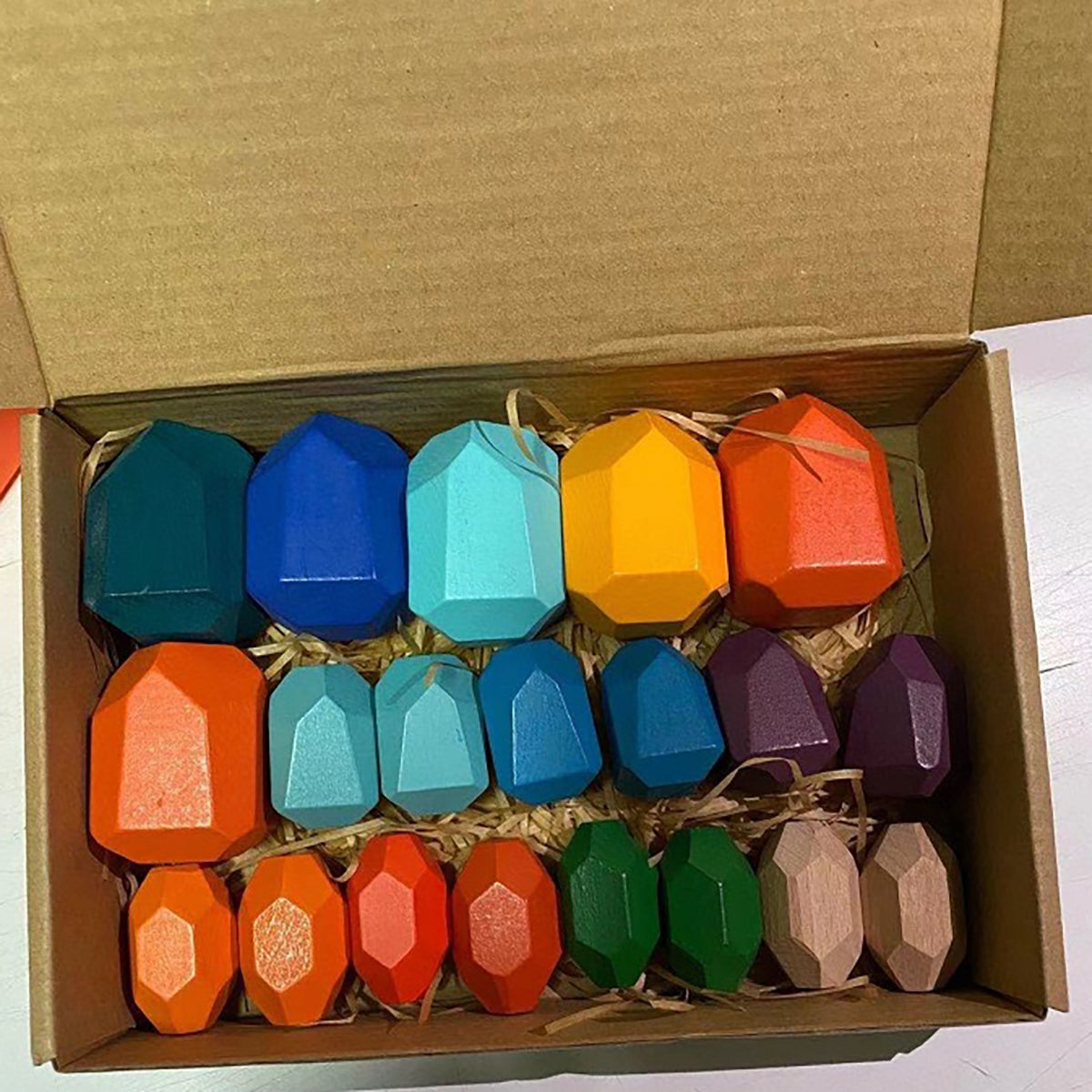 20 PCS Wooden Stone Stacking Blocks