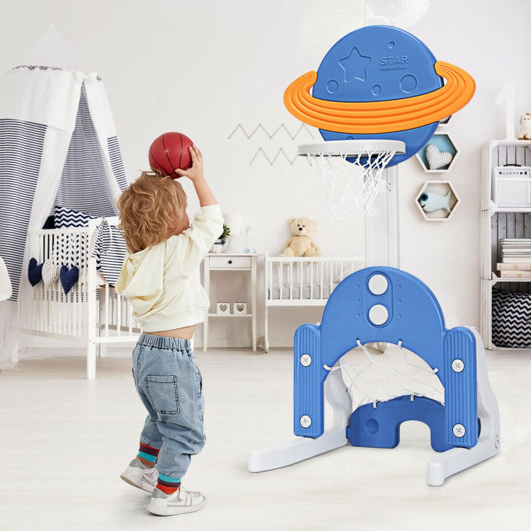 Height Adjustable Kids Basketball Hoop Soccer Goal Set