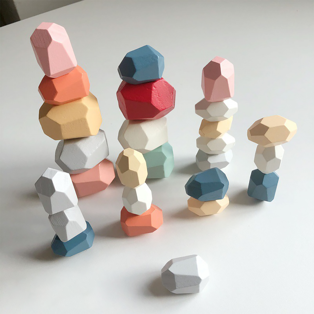 26 PCS Wooden Stone Stacking Blocks