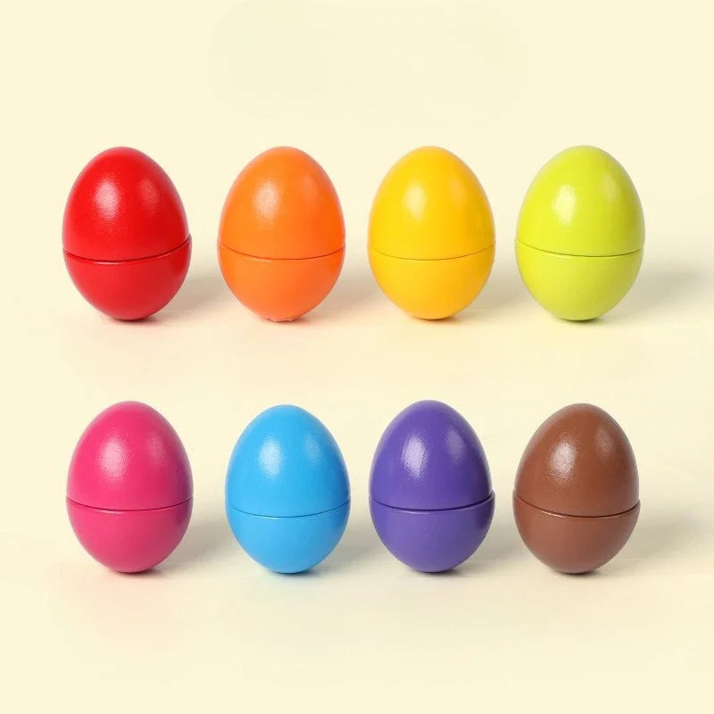 8-Piece Wooden Egg Matching Puzzle