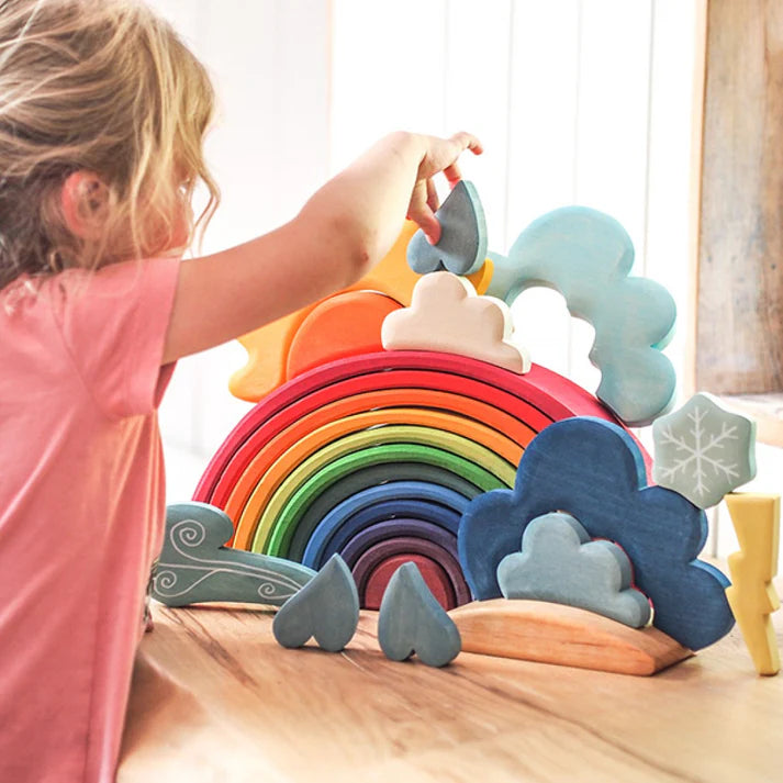13-Piece Wooden Weather Building & Storytelling Set