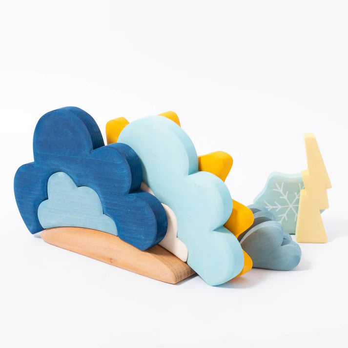 13-Piece Wooden Weather Building & Storytelling Set