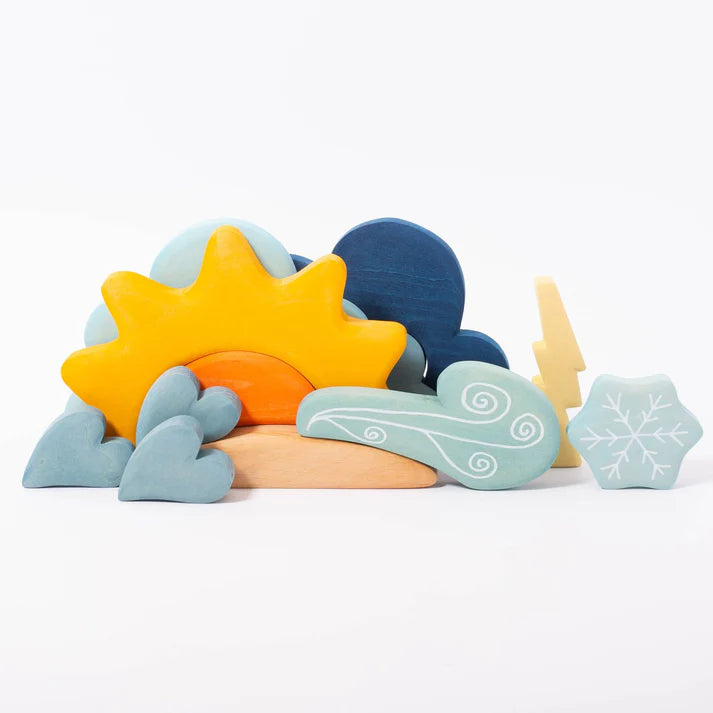 13-Piece Wooden Weather Building & Storytelling Set