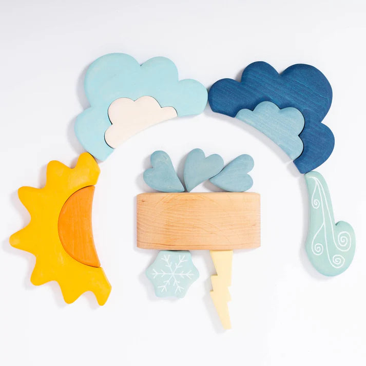 13-Piece Wooden Weather Building & Storytelling Set