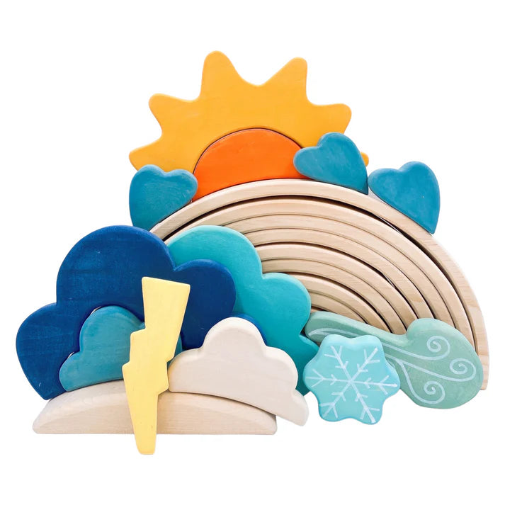 13-Piece Wooden Weather Building & Storytelling Set