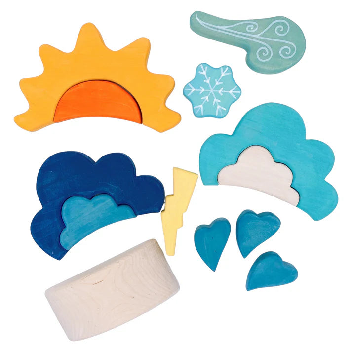 13-Piece Wooden Weather Building & Storytelling Set