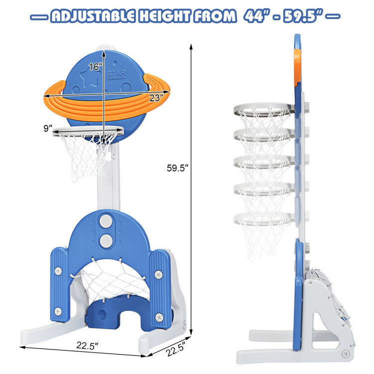 Height Adjustable Kids Basketball Hoop Soccer Goal Set