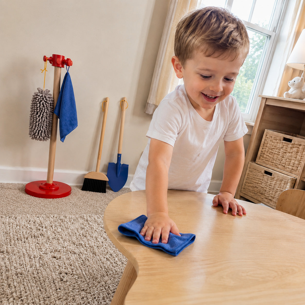 Montessori Toddler Broom and Mop Set with Stand