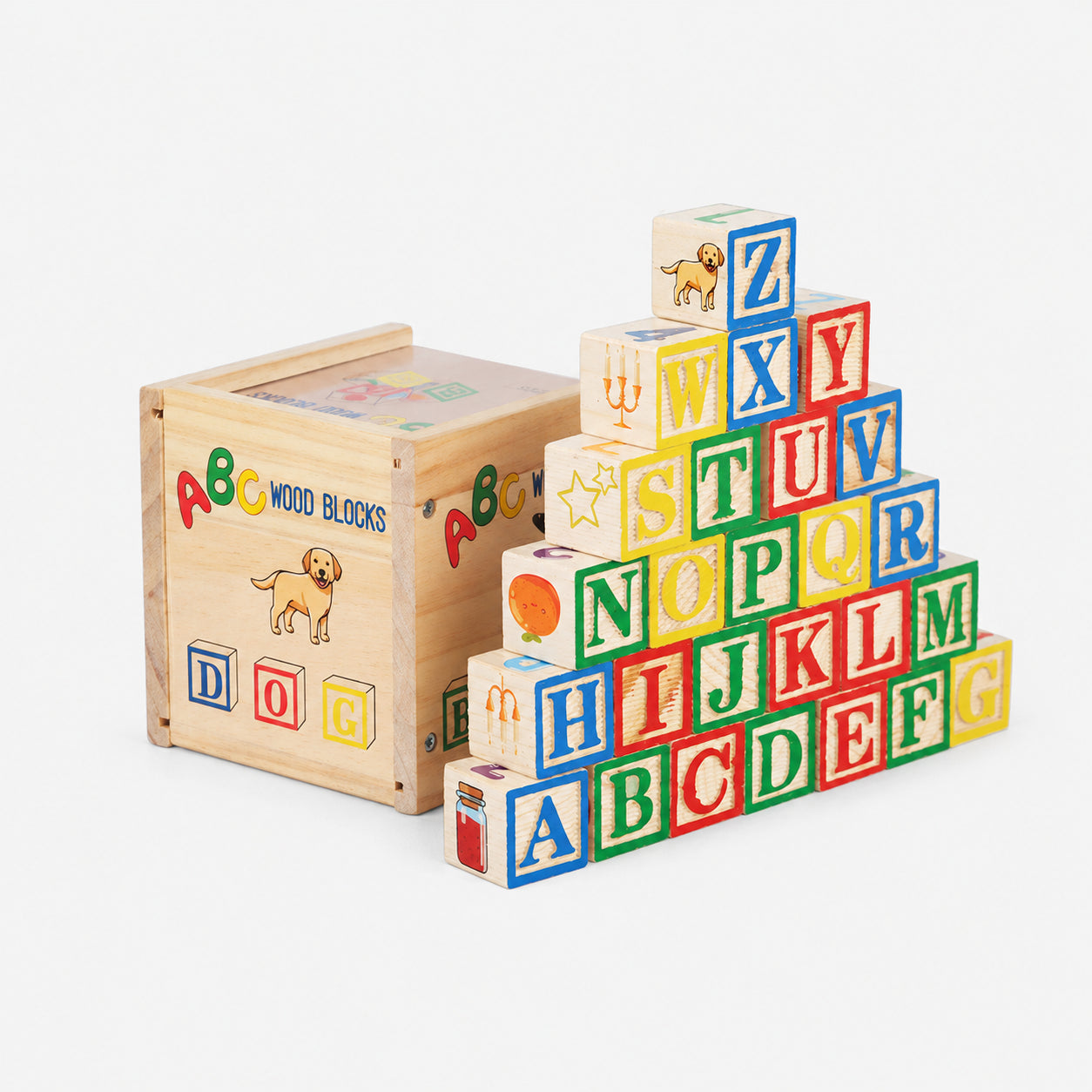 Wooden Stacking Alphabet Puzzle Blocks Set