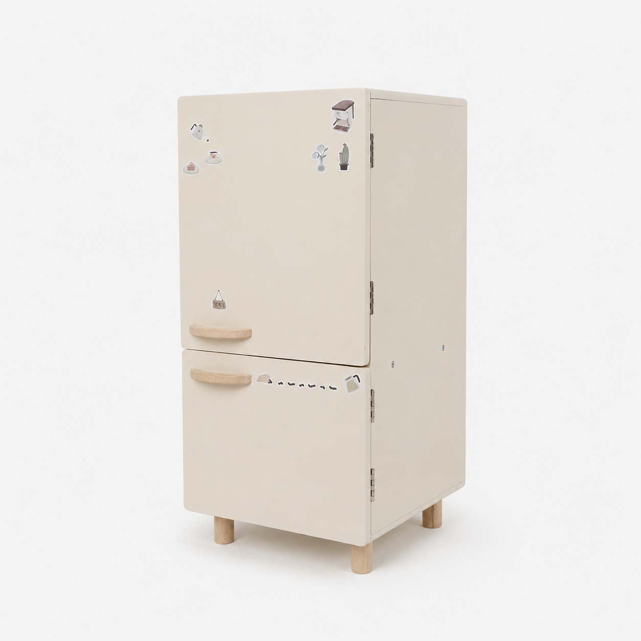 Wooden Mini Fridge Pretend Play Set with 12 Accessories