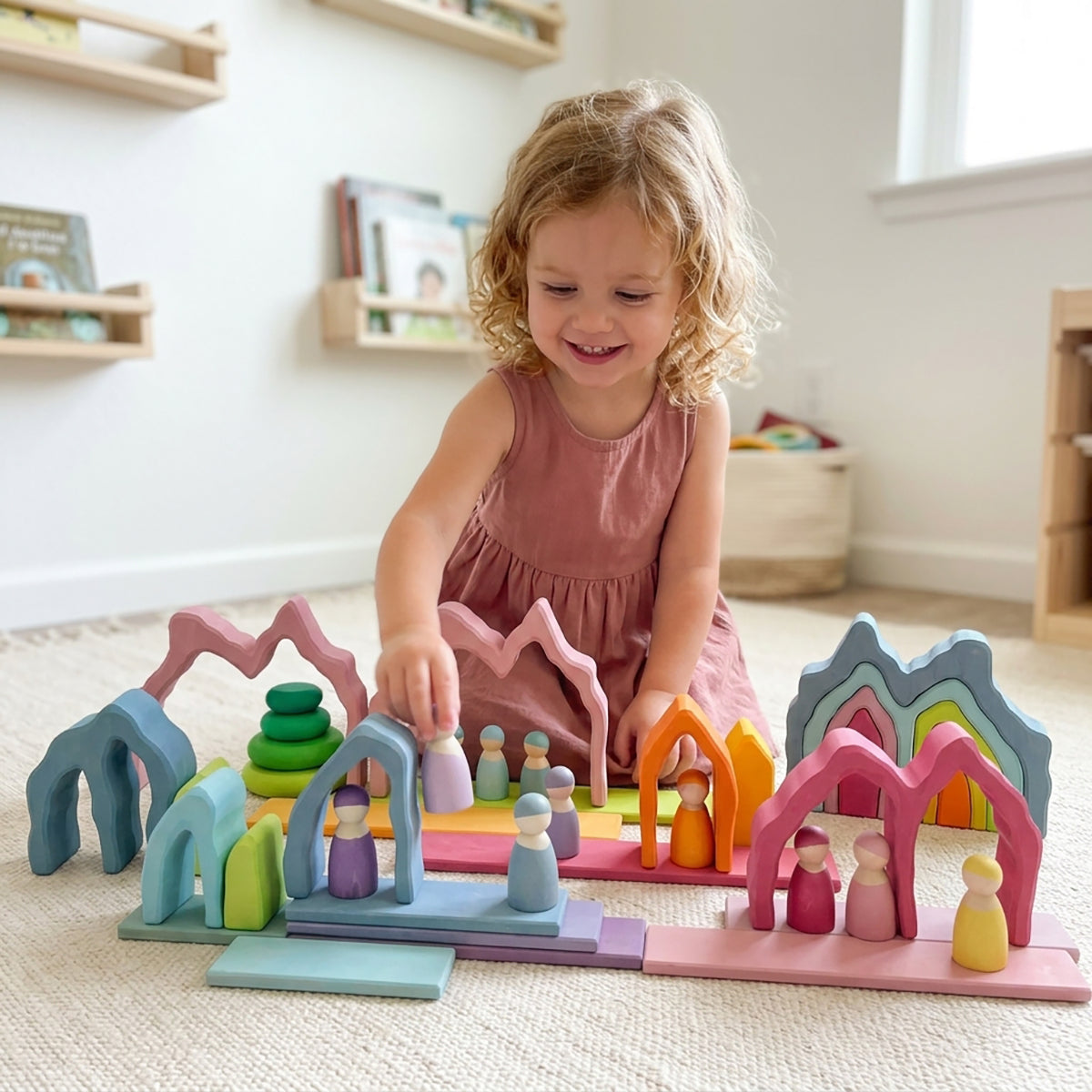 7-Piece Basswood Coral Stacking Toy