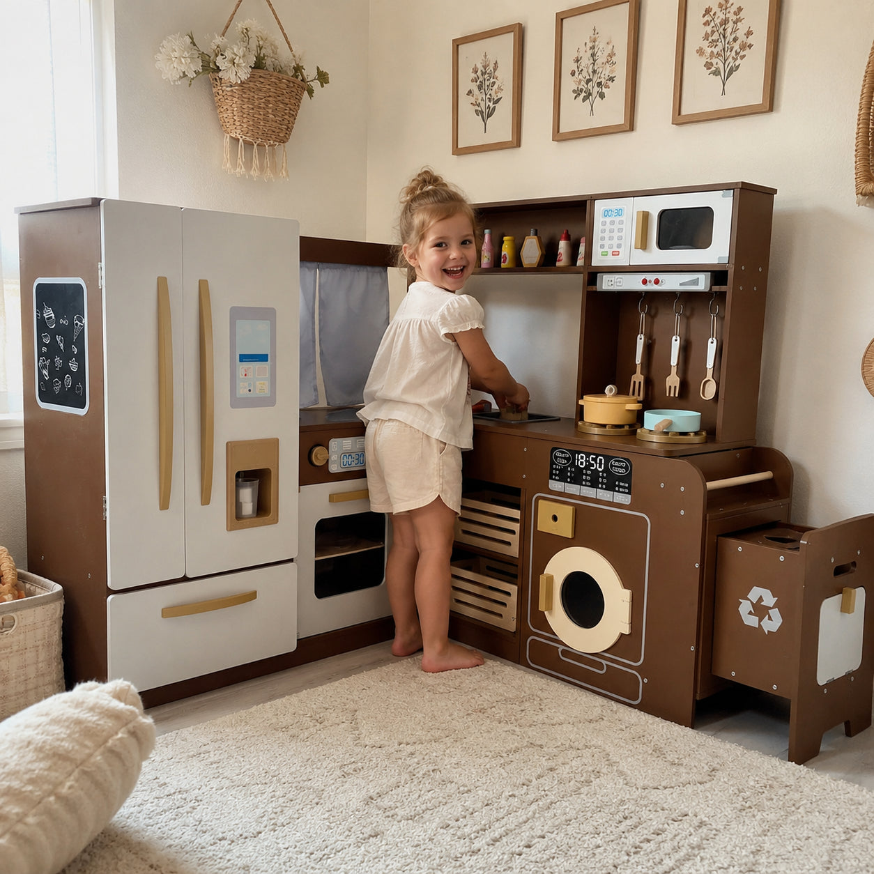 Corner L-Shaped Kids Kitchen Set with Lights & Sounds