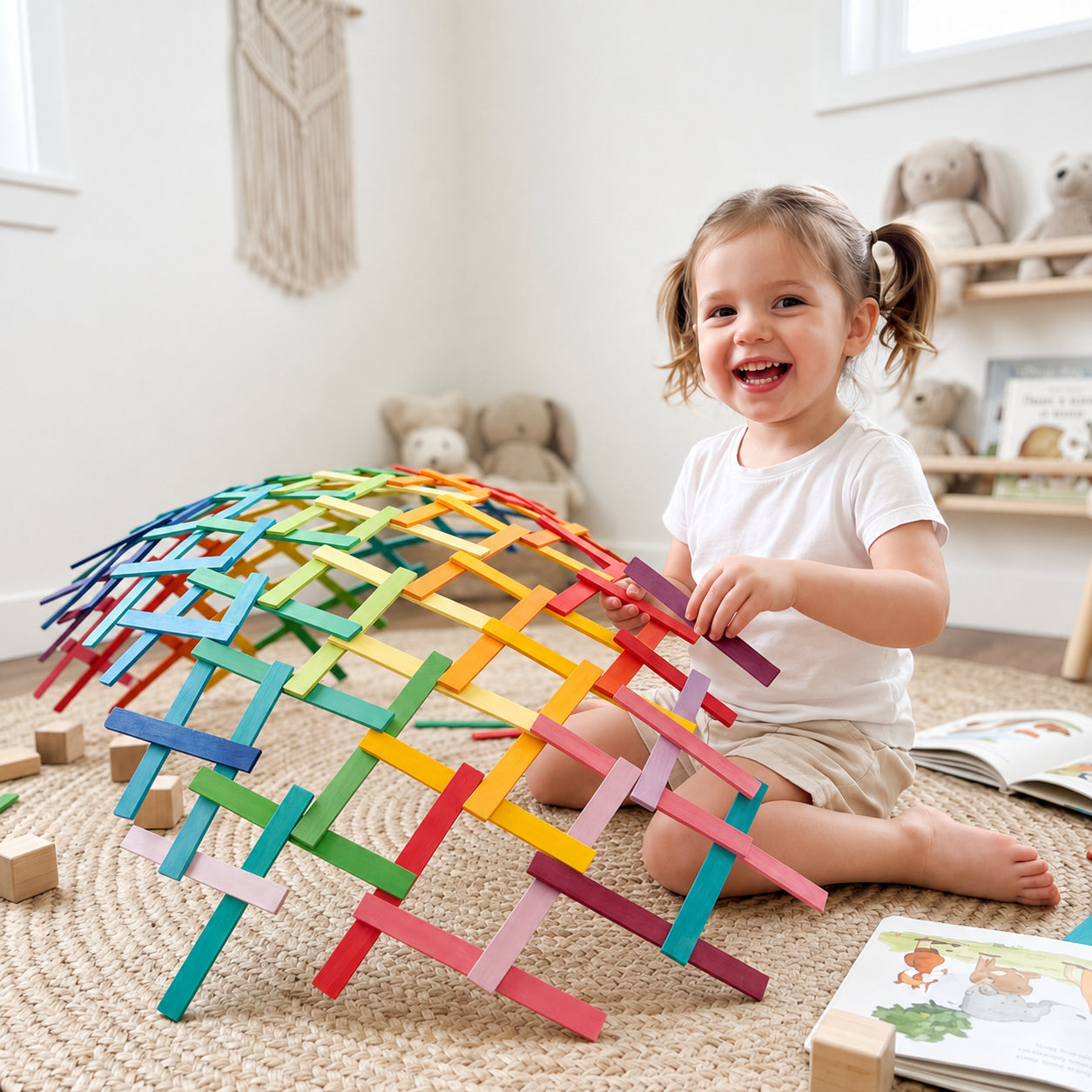 100 Pcs Wooden Da Vinci Bridge Sticks — STEM Construction Set for Kids