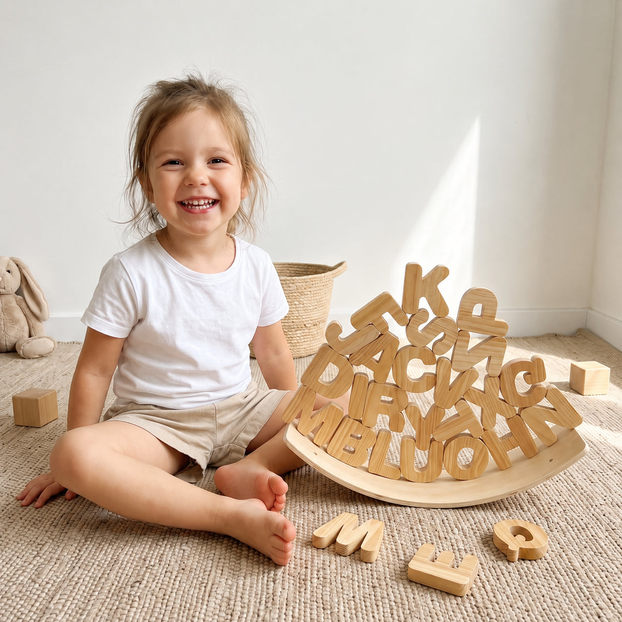 26-Piece Sustainable Bamboo Alphabet Letters Toy for Toddlers