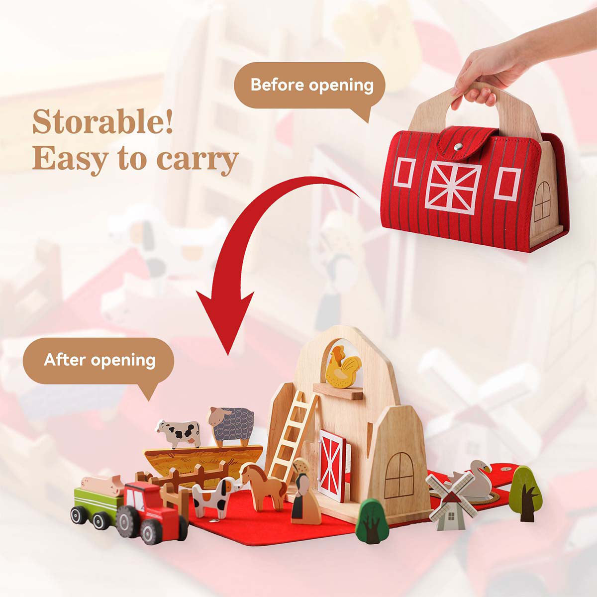 Montessori Wooden Farm Playset