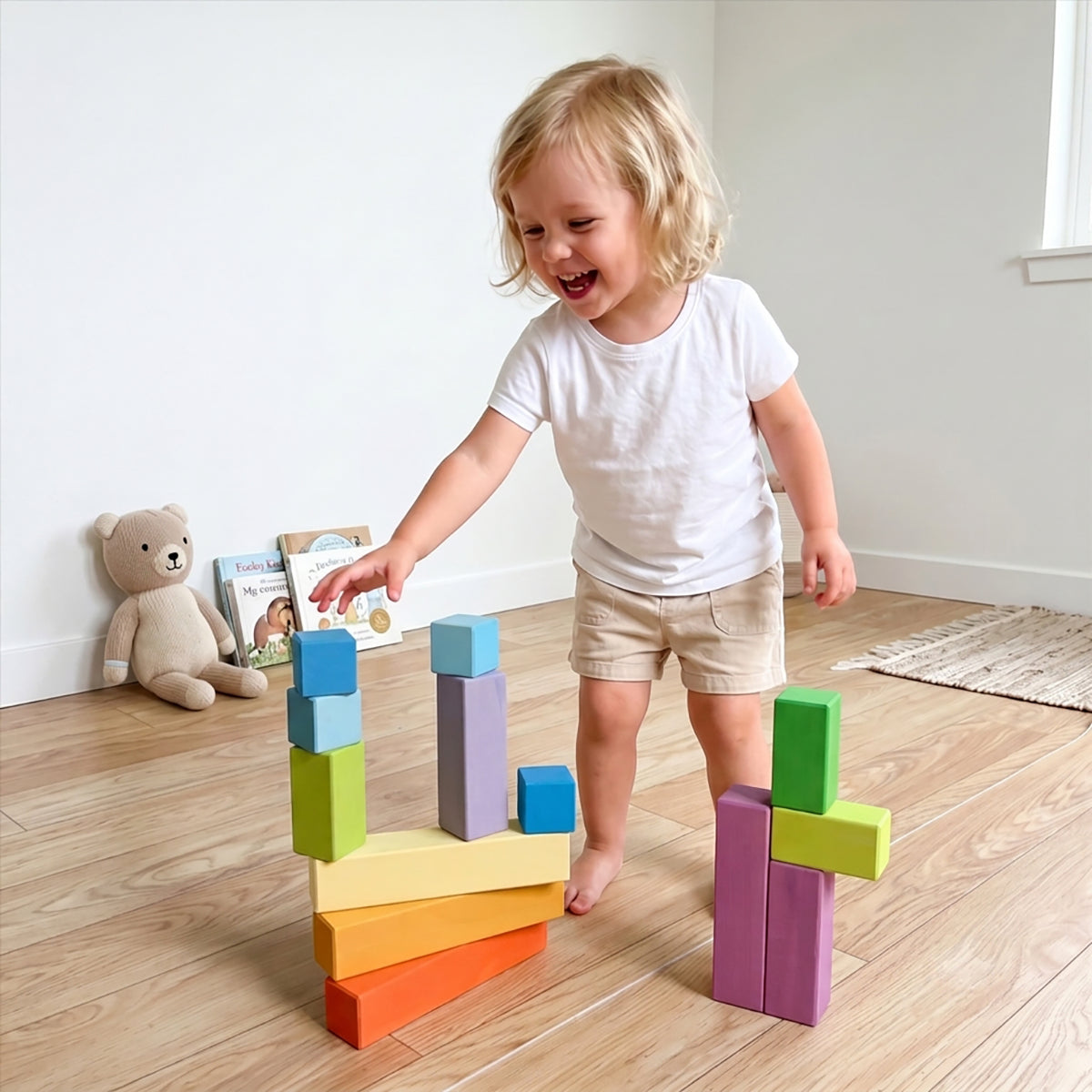 Rainbow Stepped Pyramid Wooden Building Blocks