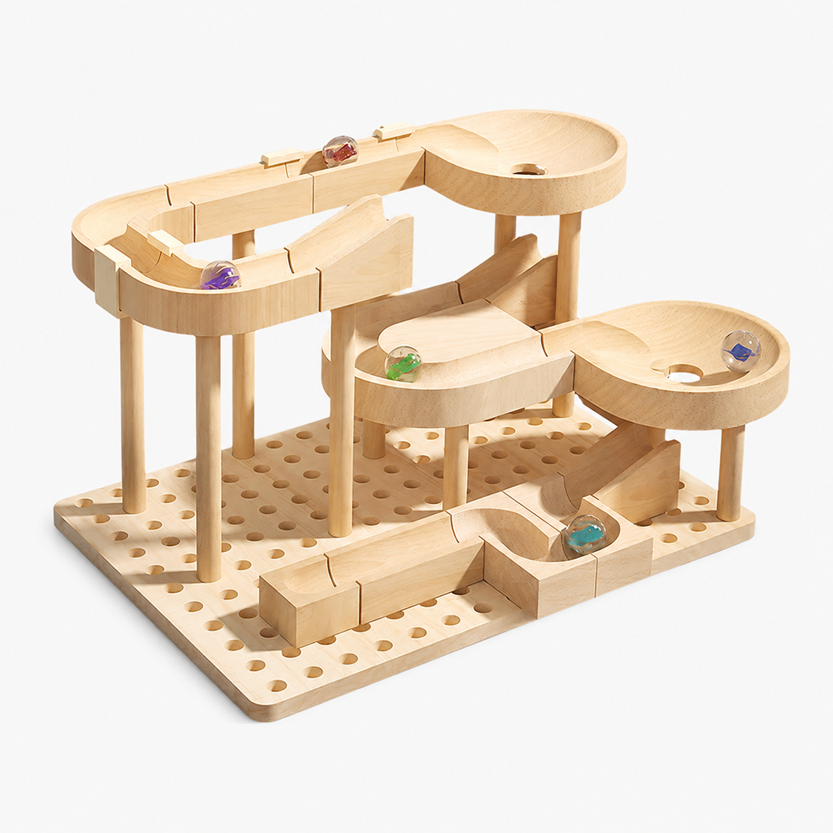 Wooden Marble Run Building Blocks Set