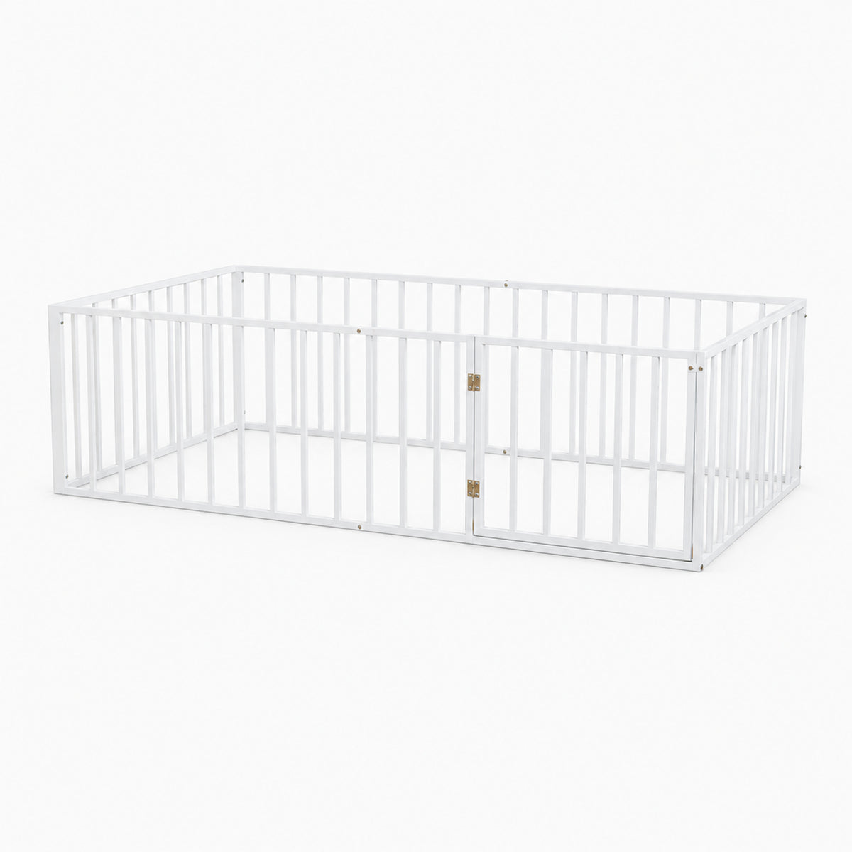 Twin Size Metal Montessori Floor Bed with Open Gate