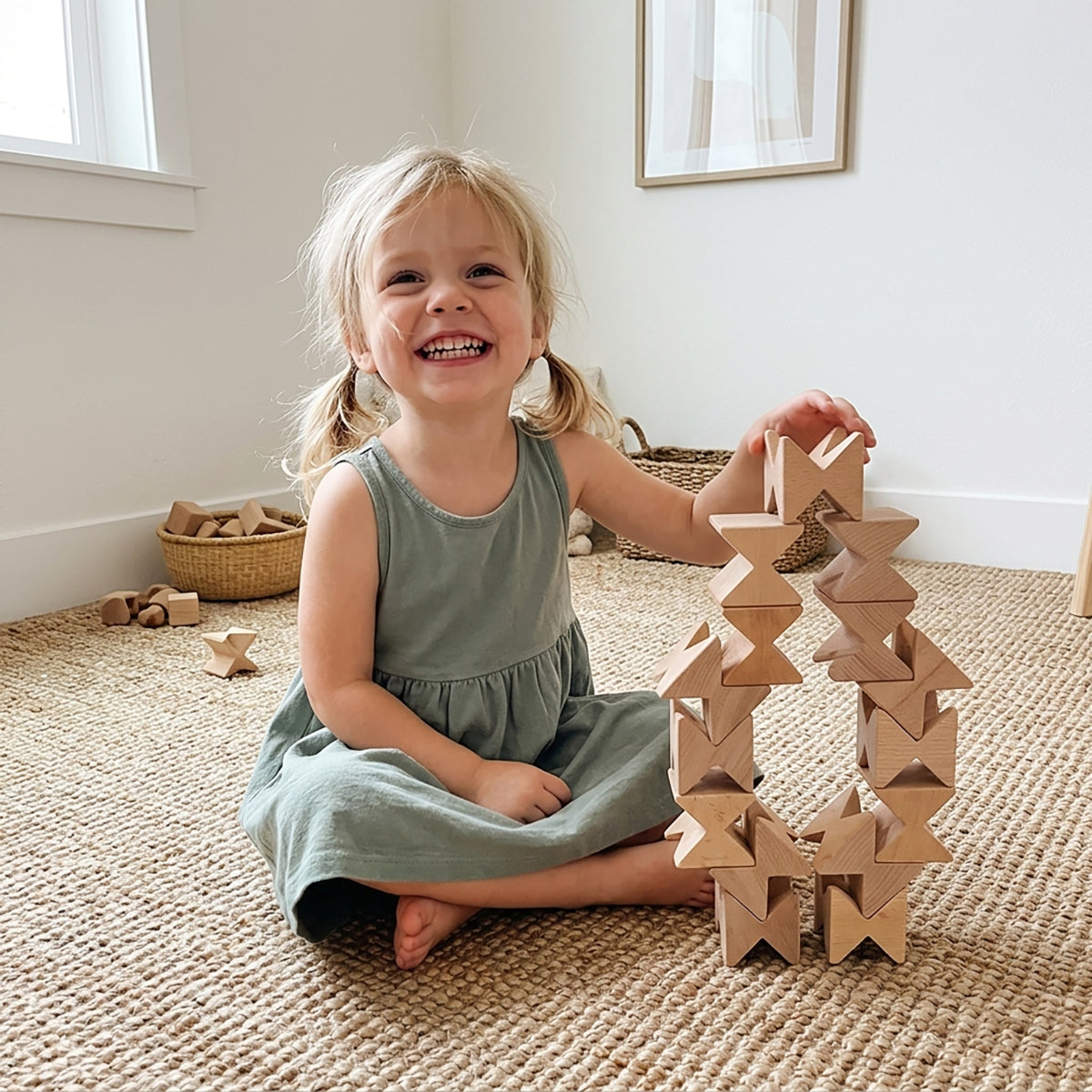 16-Piece Angled Wooden Construction Blocks