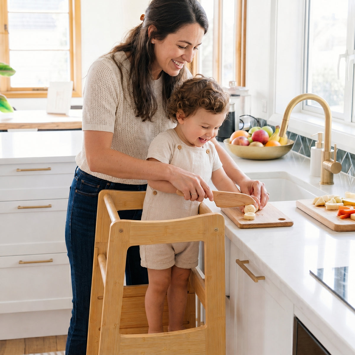Hicooo® | Light Bamboo Toddler Tower