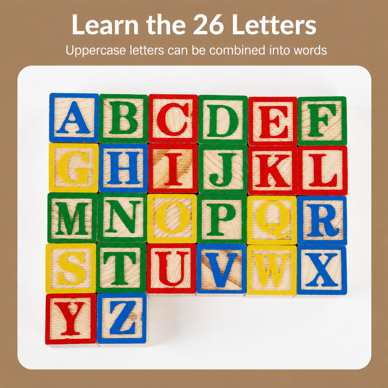 Wooden Stacking Alphabet Puzzle Blocks Set