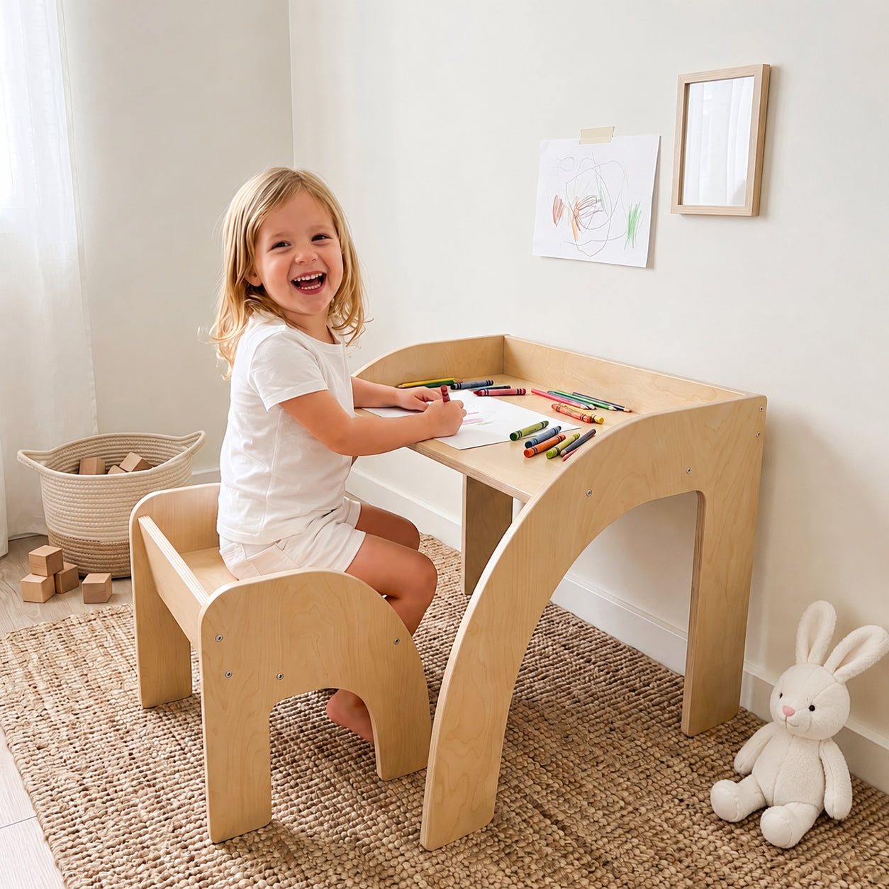 Wide Toddler Activity Table Set for Playroom