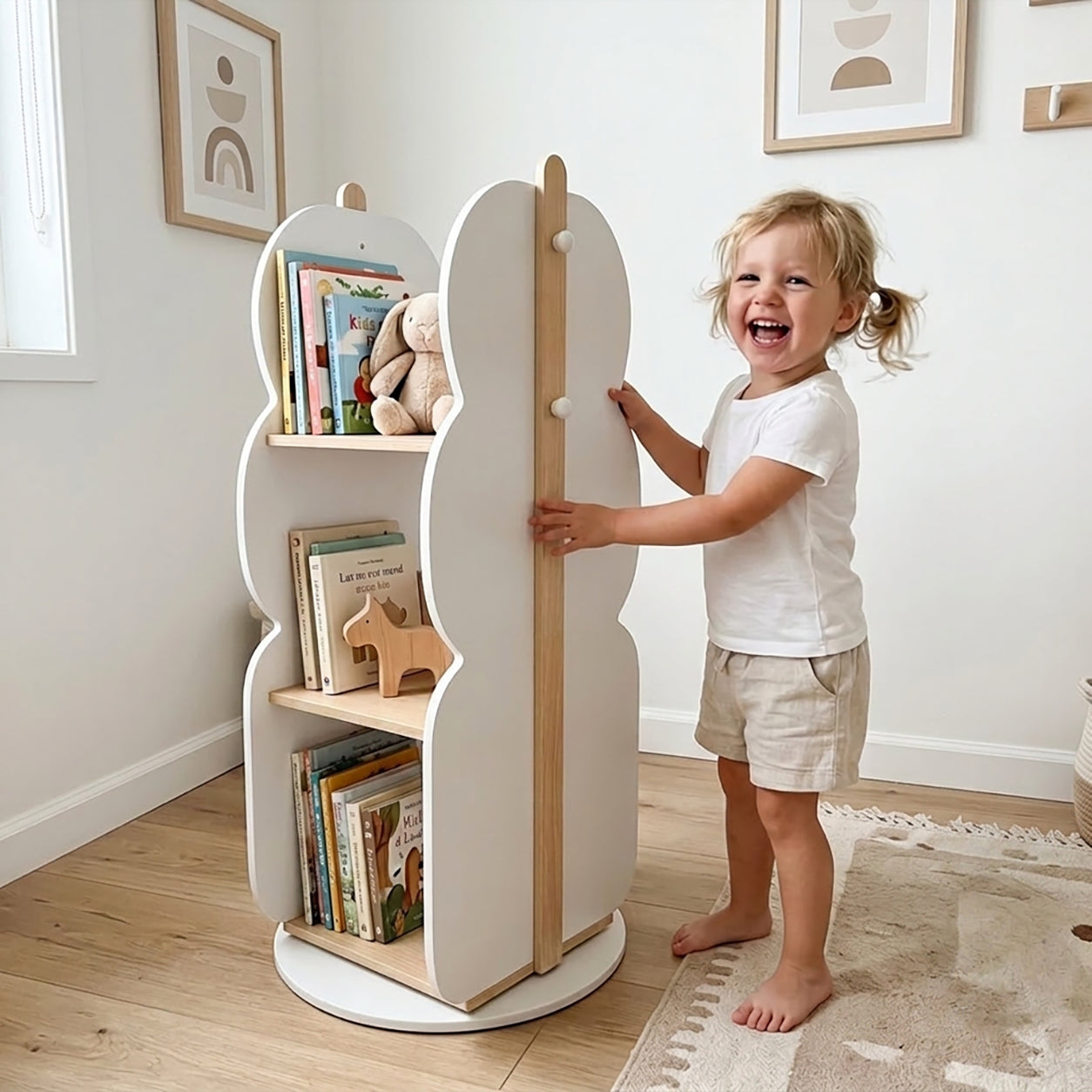 360 Rotating 5-Tier Revolving Bookcase and Toy Organizer