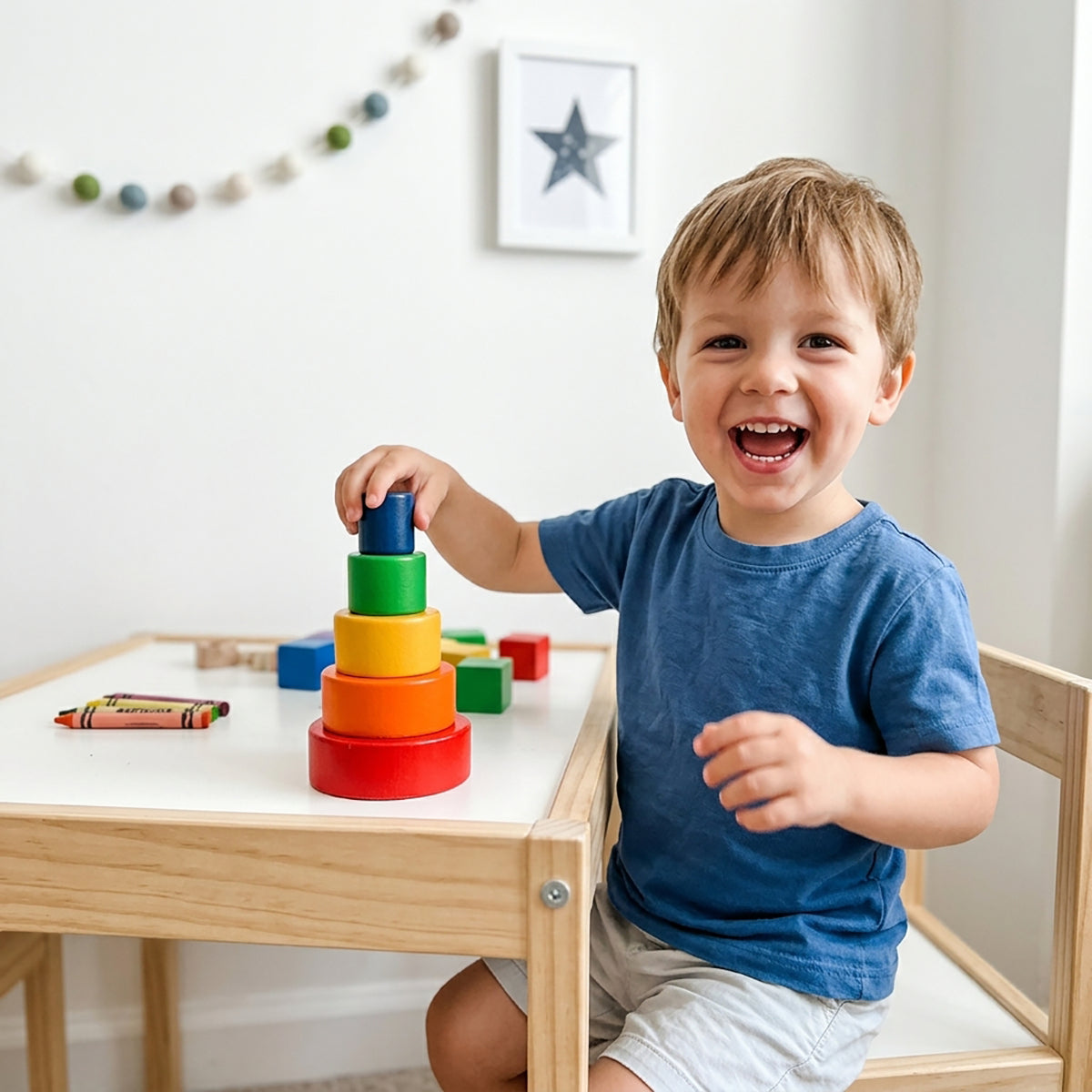 5-Piece Montessori Wooden Nesting & Stacking Bowls