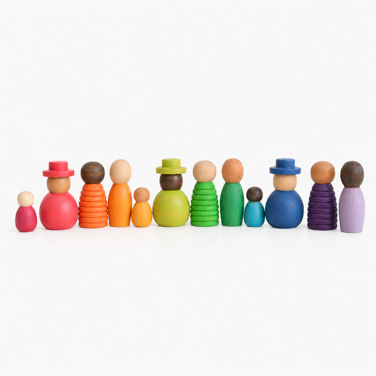 Diverse Wooden Peg Dolls Set