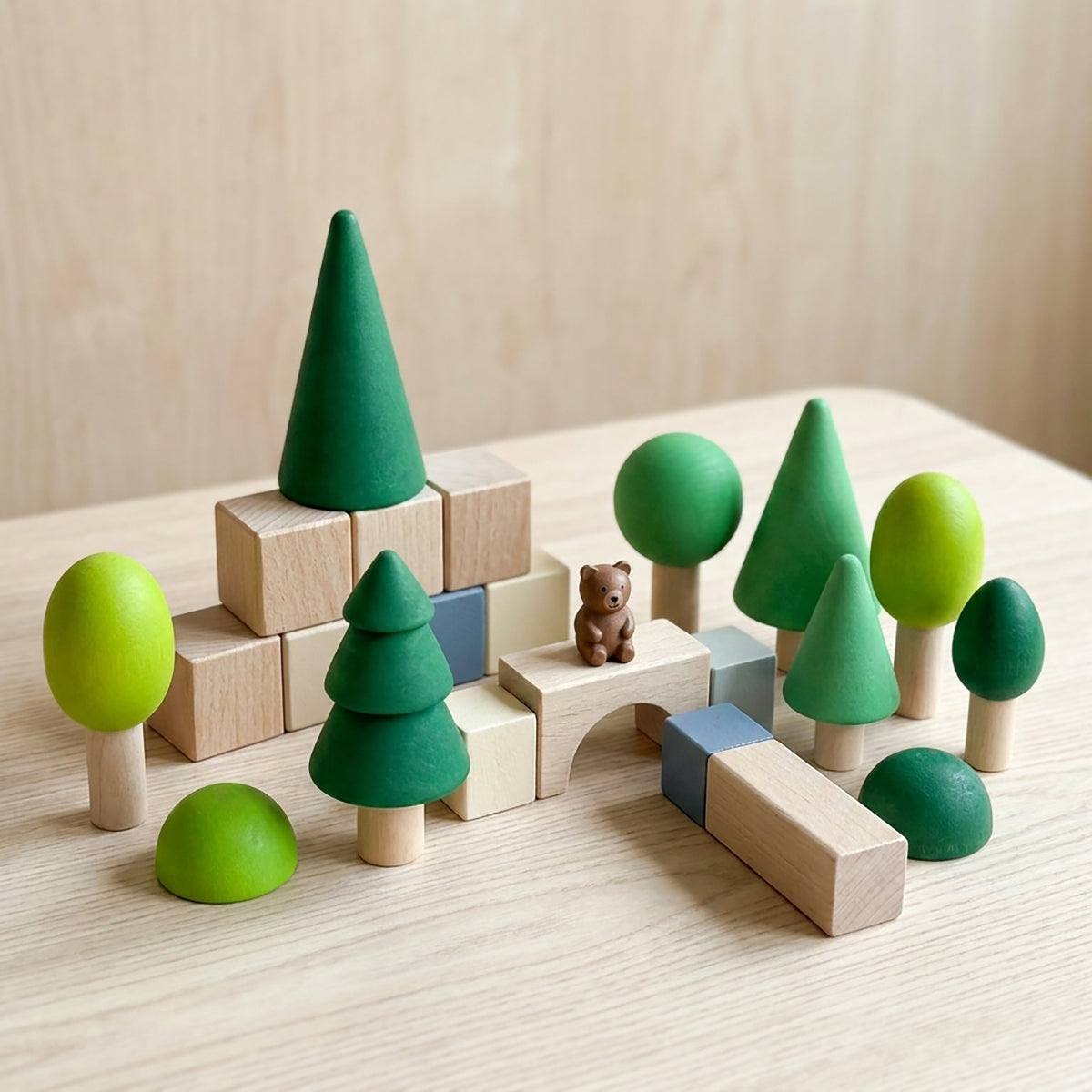 8-Piece Waldorf Wooden Forest & Tree Play Set