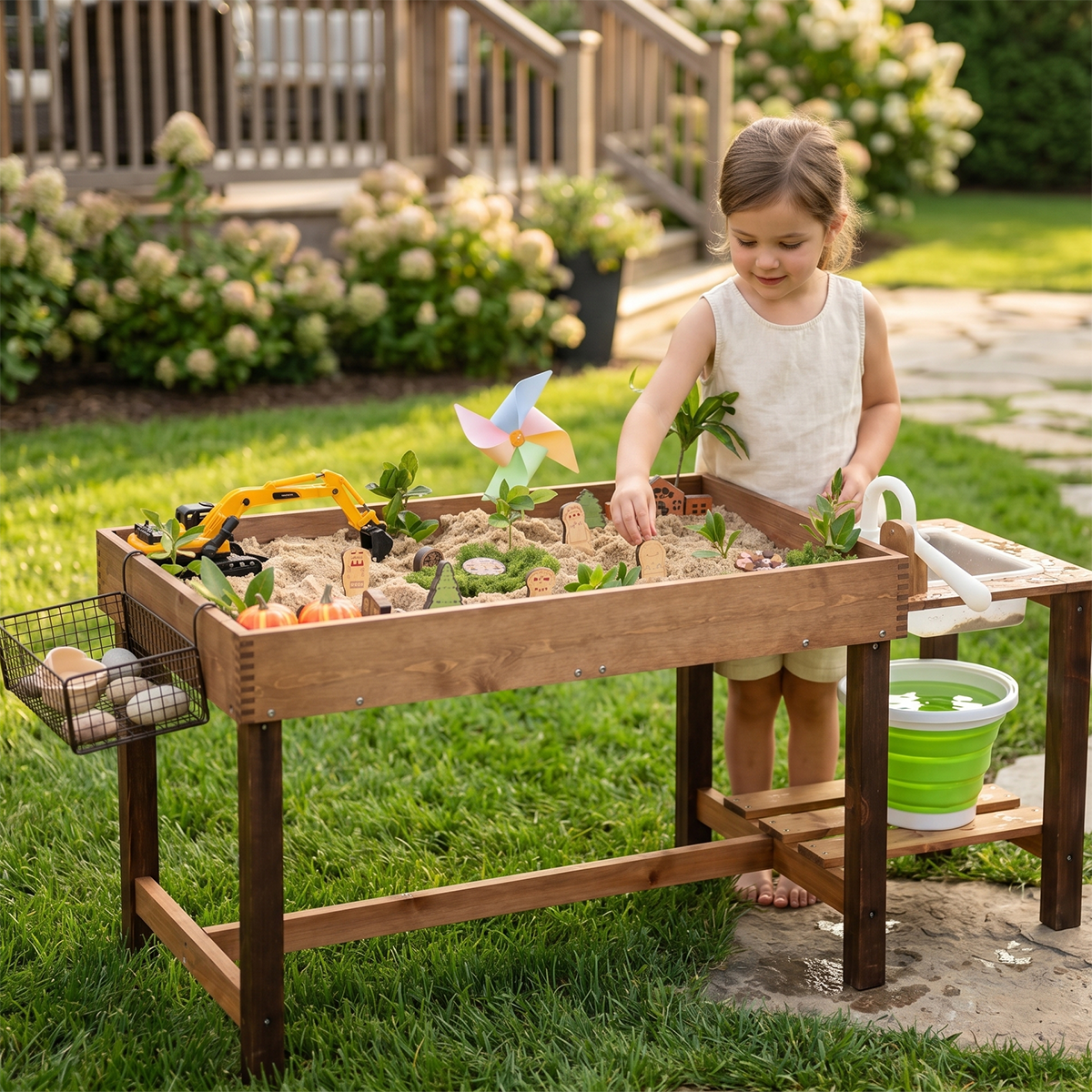 Elevated Wooden Sandbox for Kids