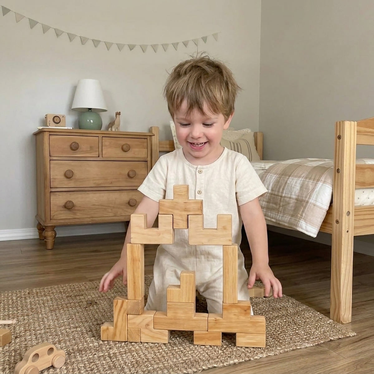 19-Piece Wooden Stairway Building Blocks
