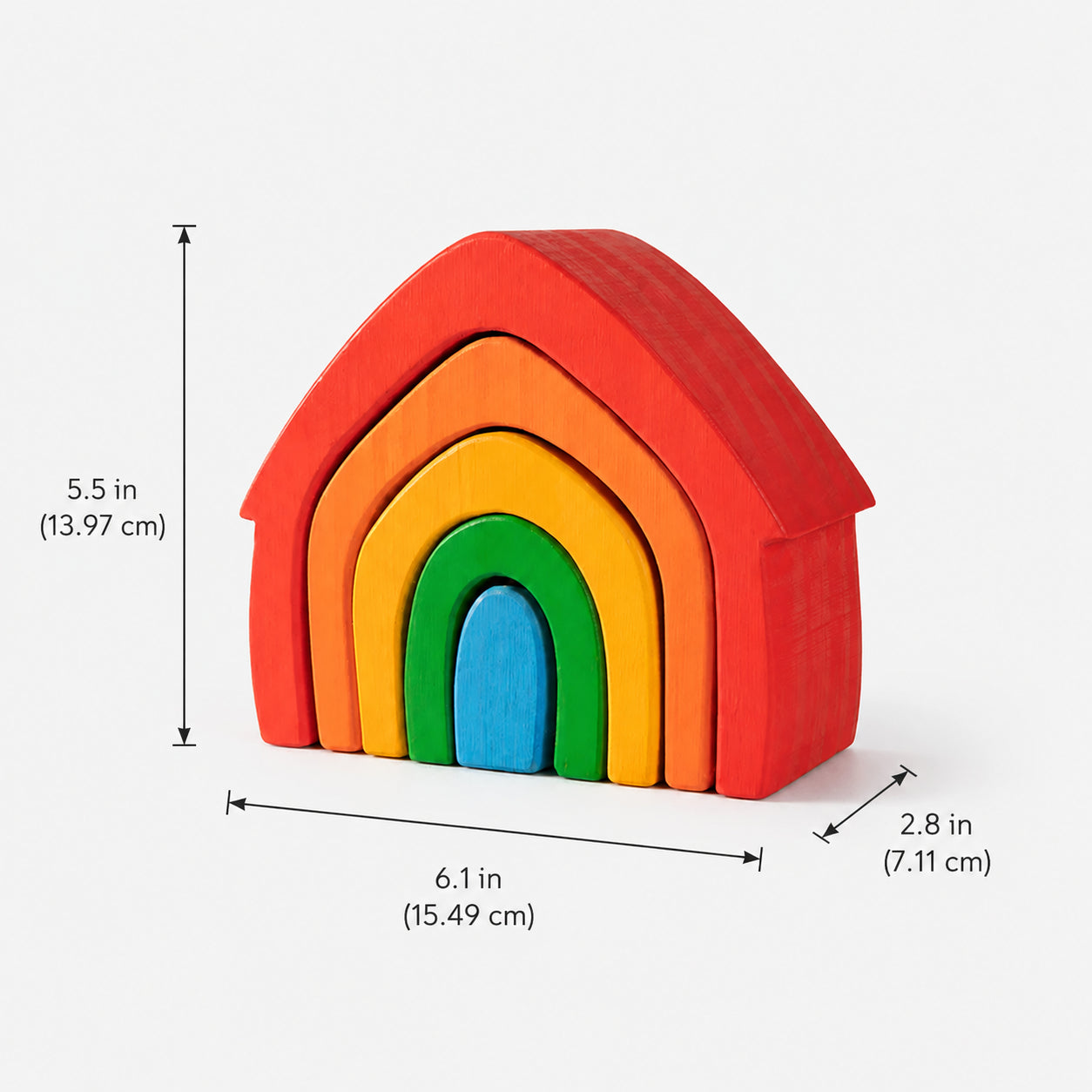 Wooden Rainbow House Stacking Puzzle Set