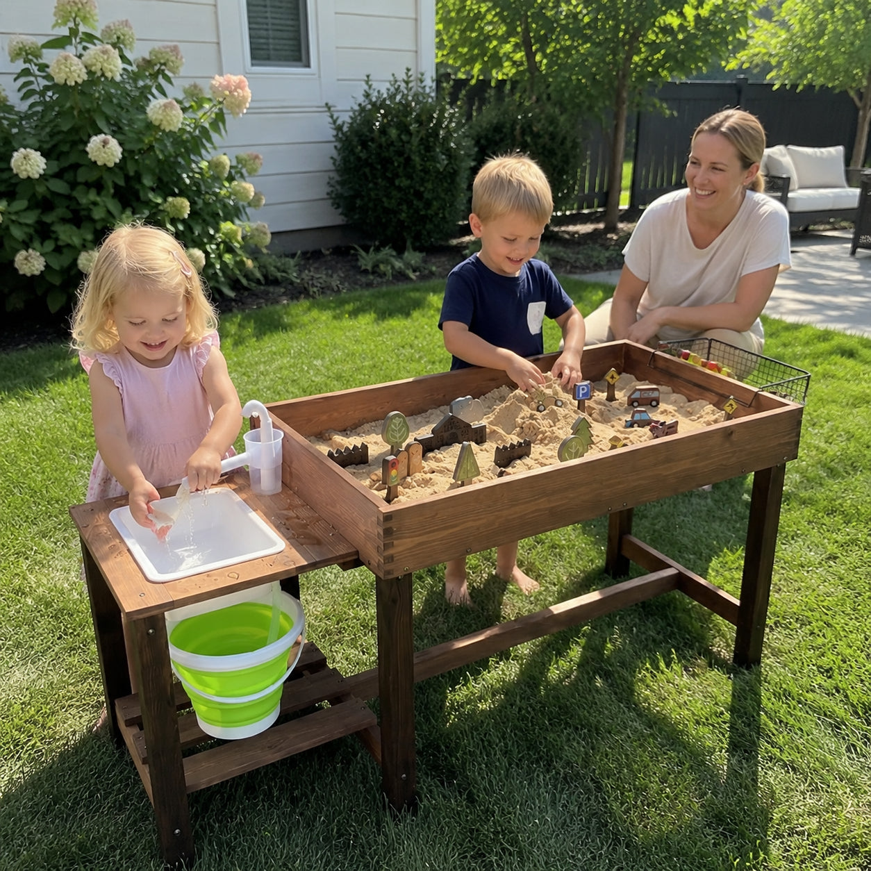 Elevated Wooden Sandbox for Kids