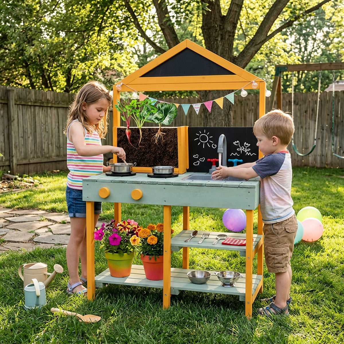 Kids Outdoor Mud Kitchen with Transparent Root Viewer