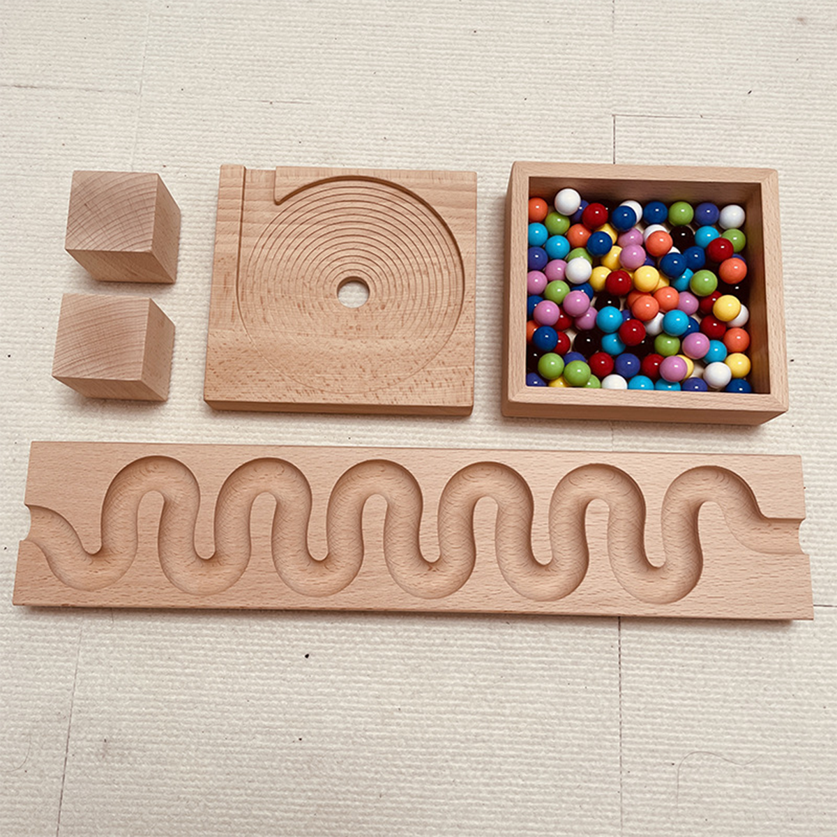 Small Wooden Marble Run Set with 100 Beads