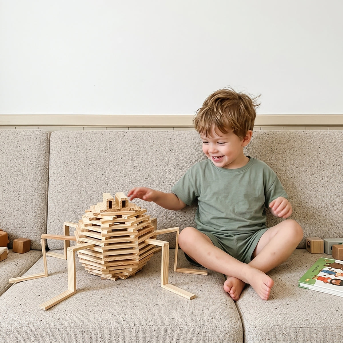 300-Piece STEM Archimedes Wooden Building Blocks Set