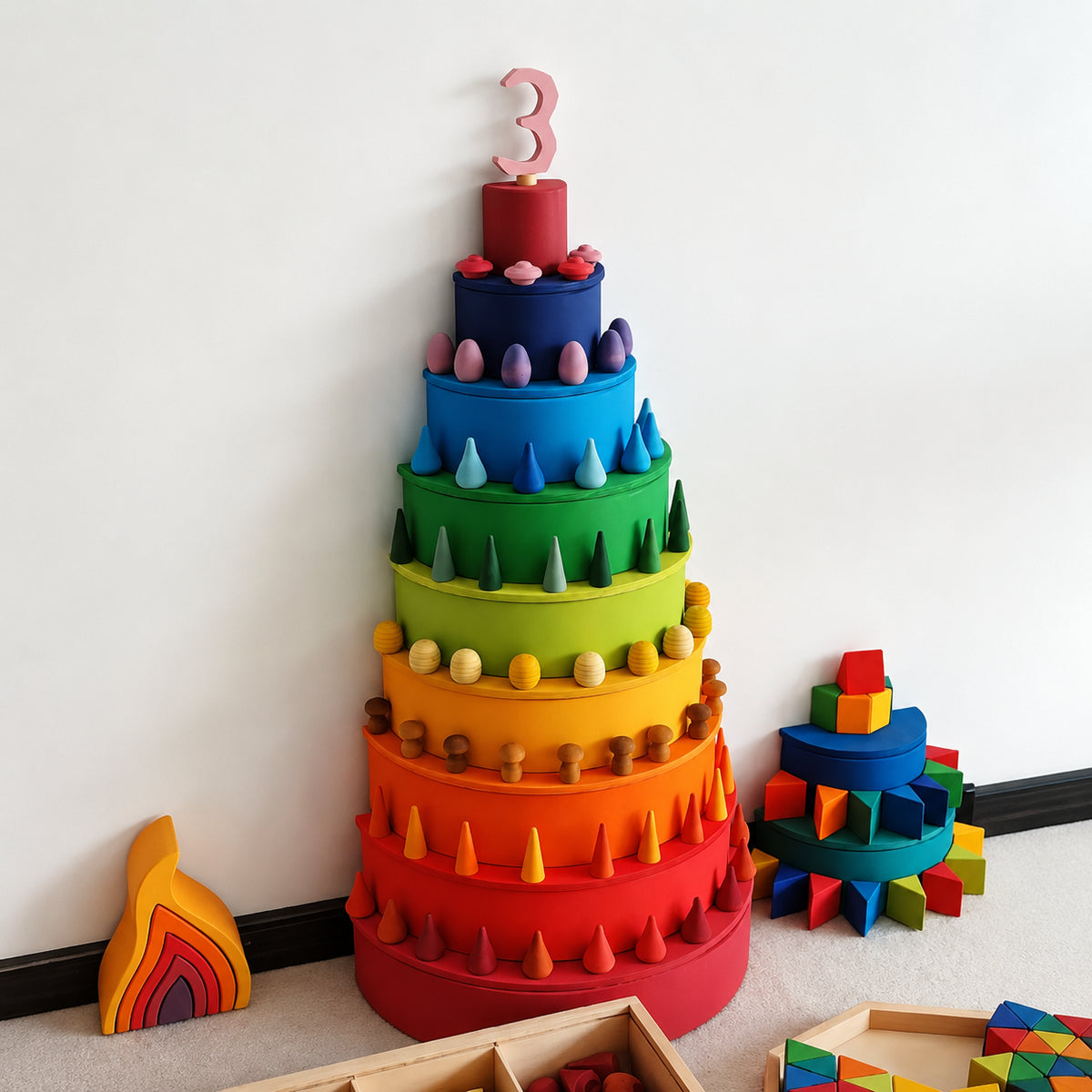 Wooden Rainbow Semicircle Stacker