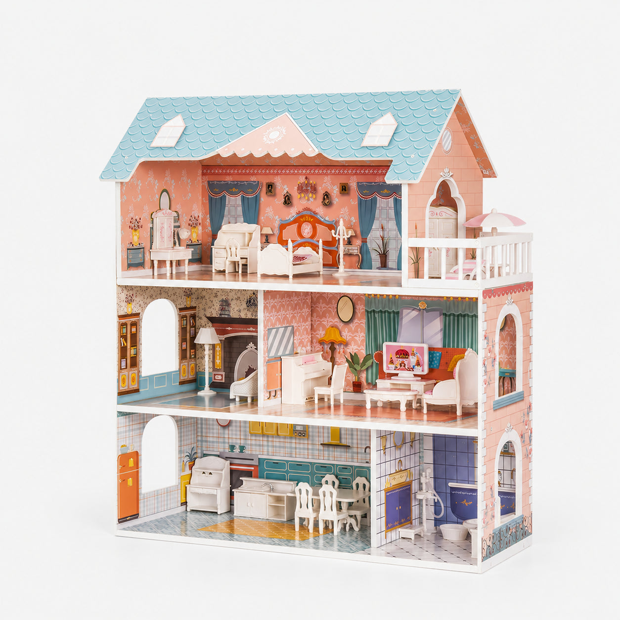 3-Story Wooden Princess Dollhouse