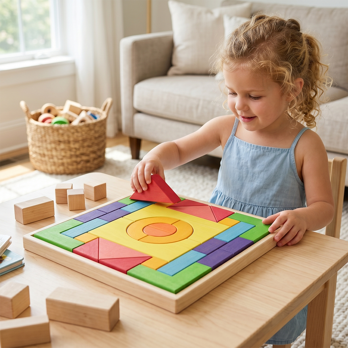 30 Pcs Stained Wooden Basic Building Blocks Set