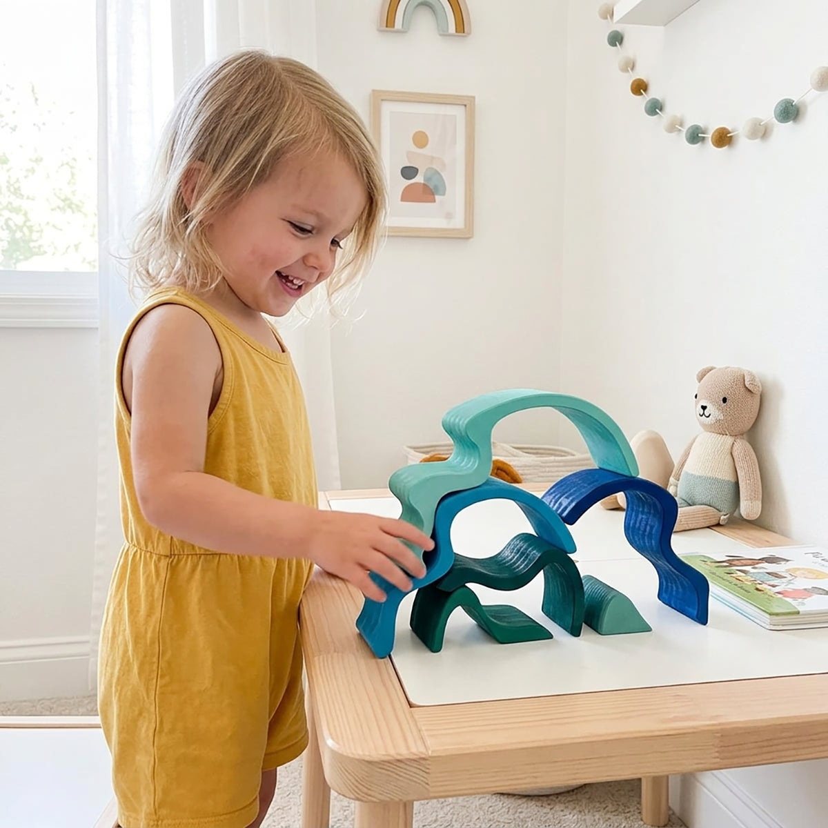 Wooden Water Wave Stacking Blocks