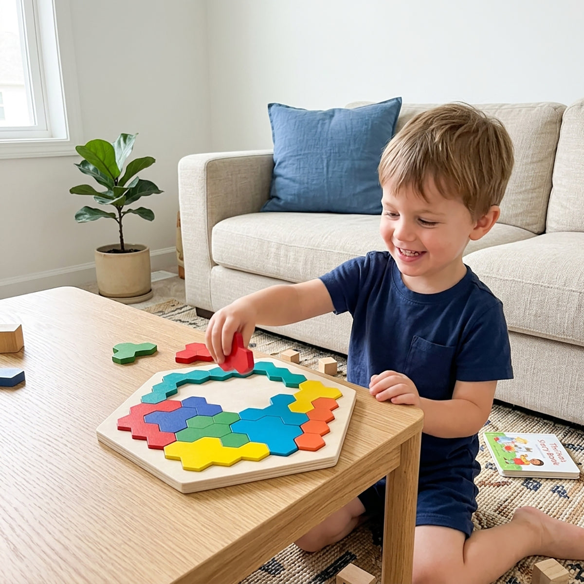 Wooden Hexagon Honeycomb Block Puzzle for Logical Thinking