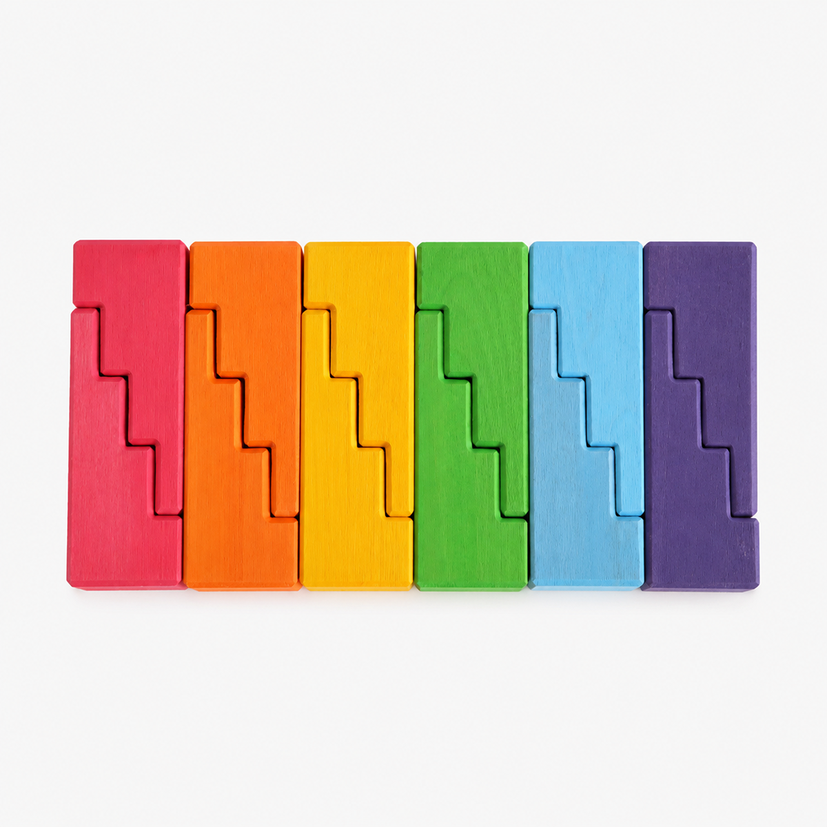 Rainbow Zigzag Stairs Building Blocks Set