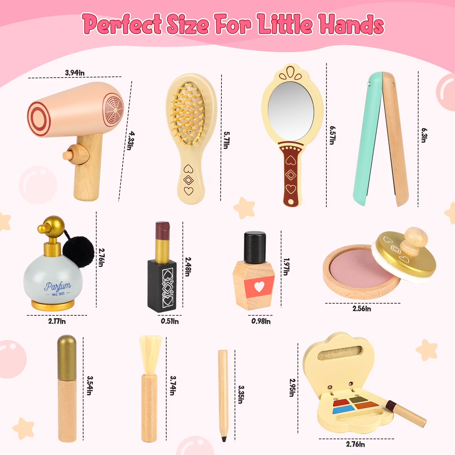 Wooden Pretend Makeup Set with Lipstick & Perfume